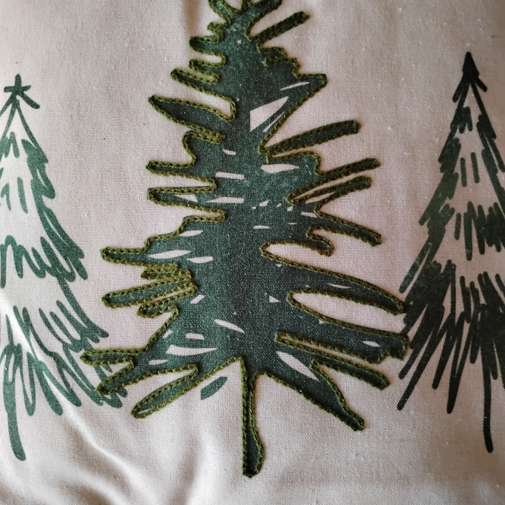 Decorative Holiday Pillow with Green Tree Design Two Pack - Picture 3 of 4